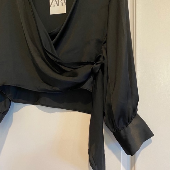 Zara Satin Effect Wrap Blouse - Picture 5 of 9